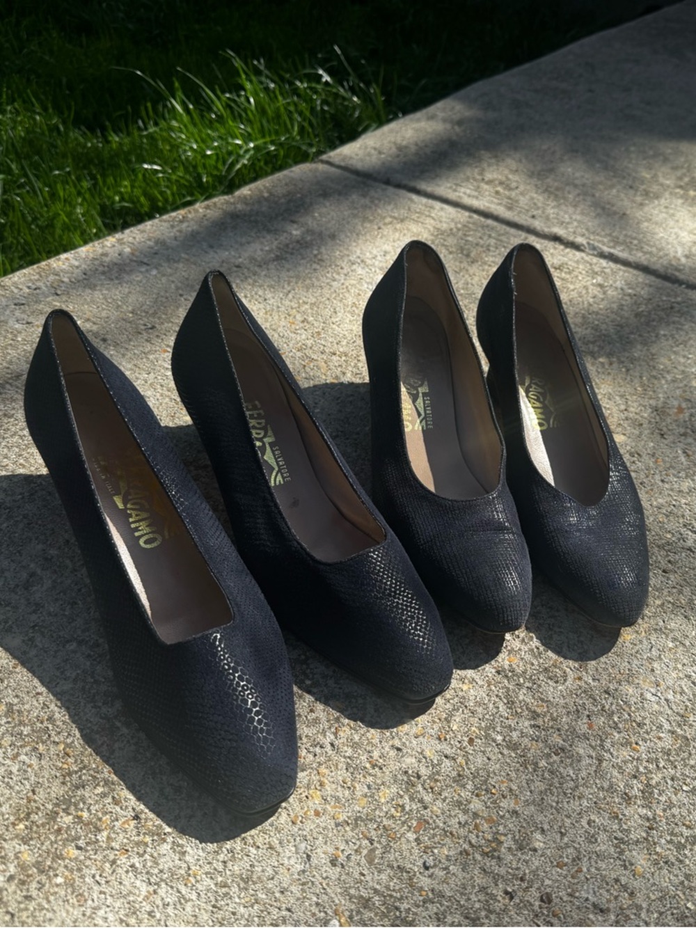 Two pairs of vintage Ferragamo pumps